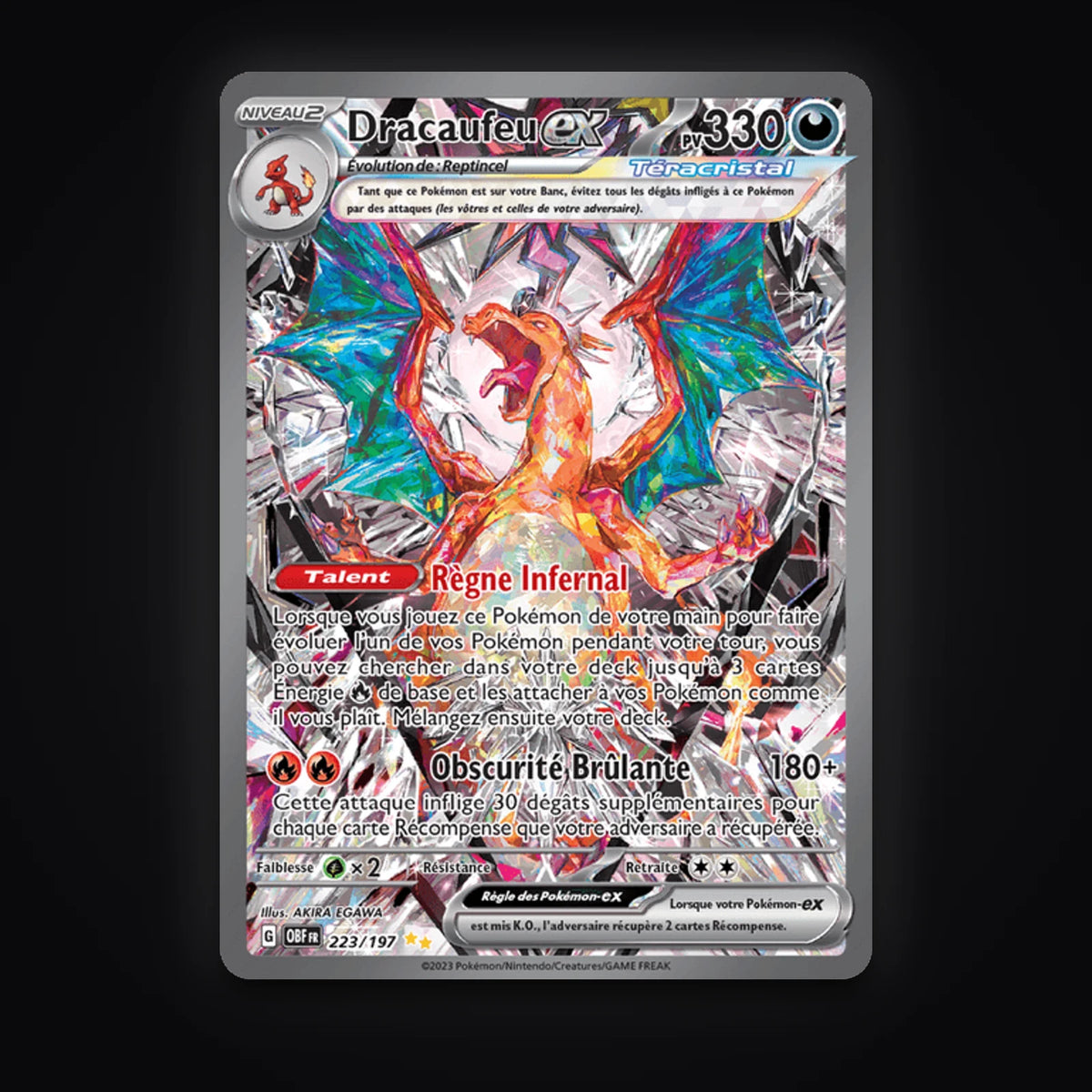 Dracaufeu ex 223/197 Flammes Obsidiennes carte Pokémon française