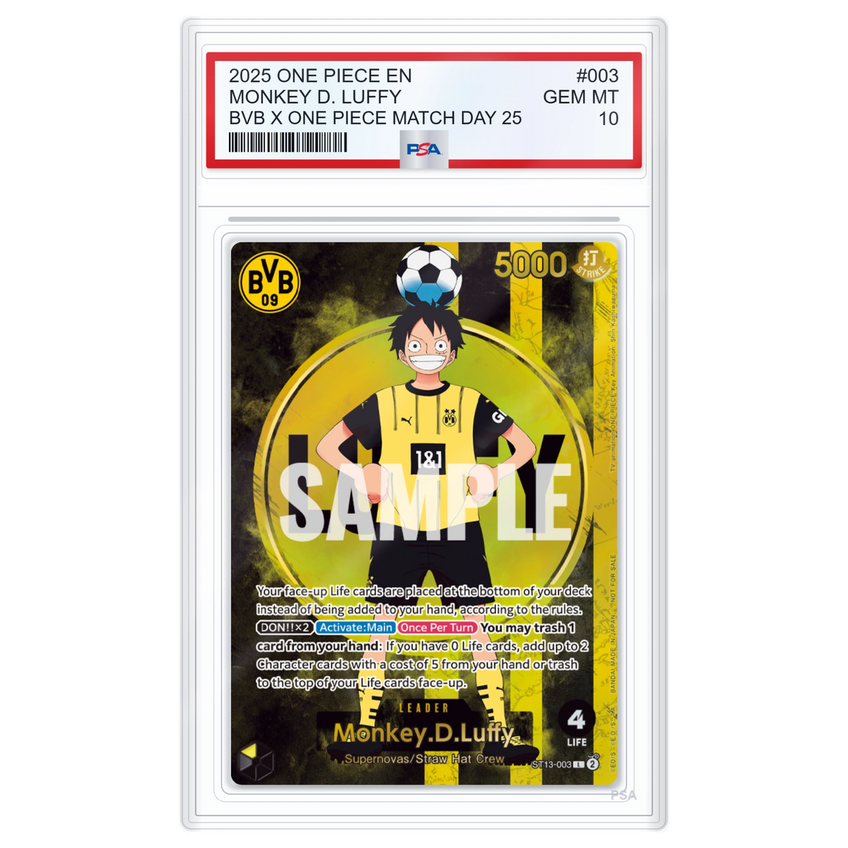 Carte One Piece Monkey D. Luffy BVB x One Piece Match Day 25 (EN) - PSA 10